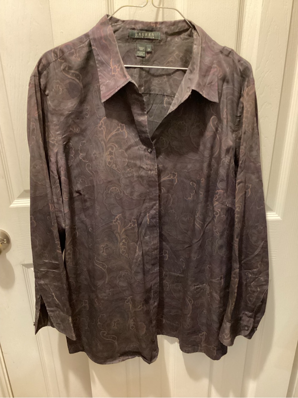 Ralph Lauren Plum and Brown Paisley Button-Up Shirt